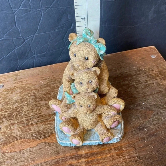 Cottage Core 3 Bear's Family Mama and Babies Home Office Figuring Stastu Decor - Picture 3 of 5